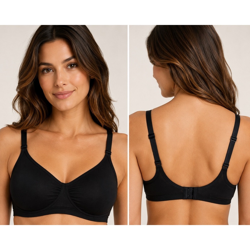 Hanro of Switzerland Black Wireless Soft Cup Bra 36B Made in Switzerland